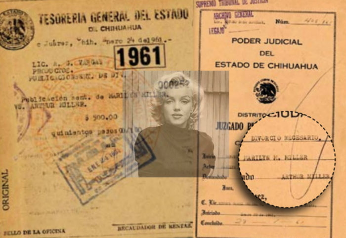 Acta de divorcio de Marilyn Monroe en Ciudad Juárez, México, 1962
