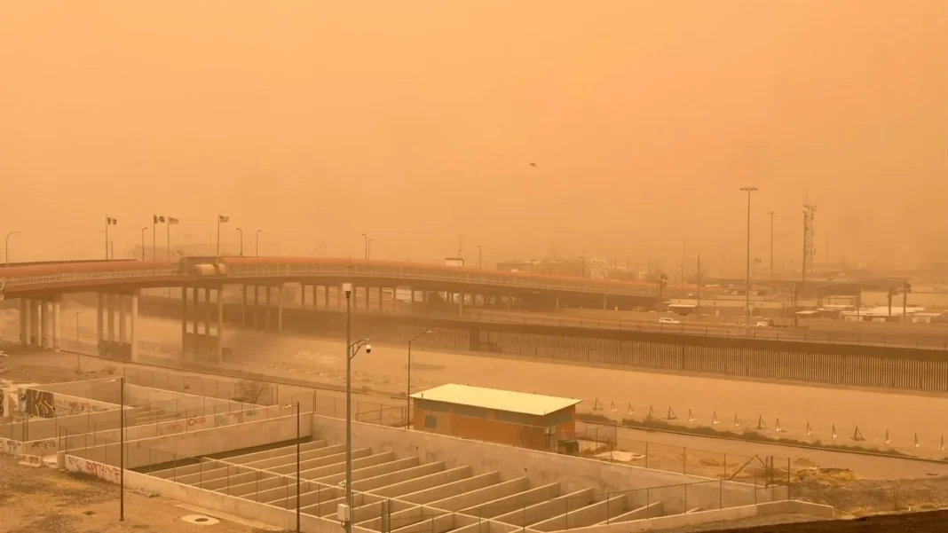 Viento fuerte y tolvaneras en Ciudad Juárez por frente frío en abril 2026